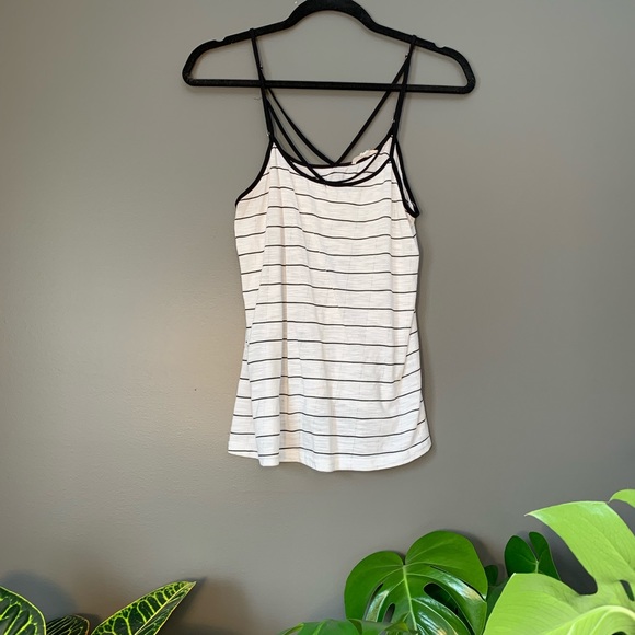 White Striped Tank with Strap Detail - Picture 1 of 2
